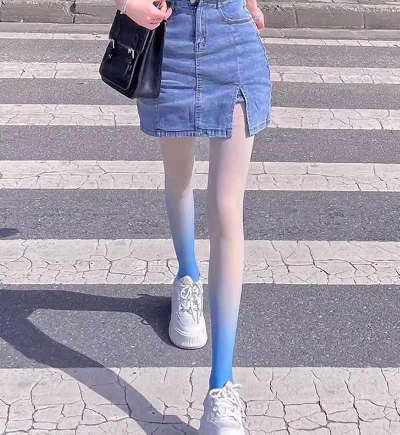 Колготки тонкі омбре one size Блакитний (42-35-1415-Б)