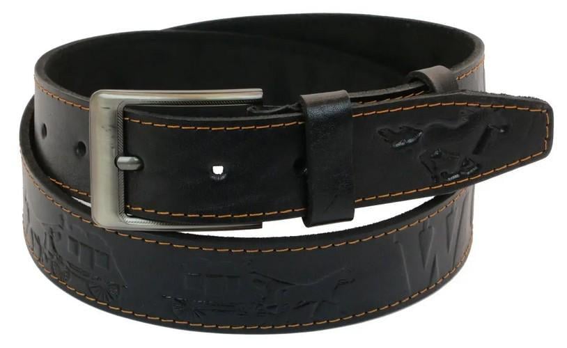 Ремень кожаный мужской Skipper 3,8 см Черный (super622_1054-38)