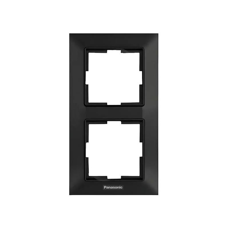 Рамка для розеток двухместная Panasonic Arkedia Slim ABS вертикальная Черный (WNTF08122B UA1)