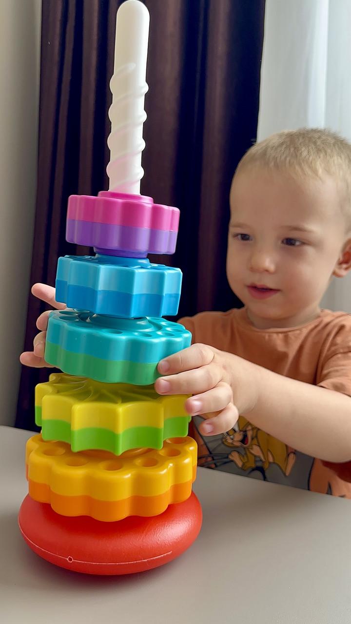 Сортер-пірамідка Веселий Гіроскутер із зубчастими дисками (128) - фото 8