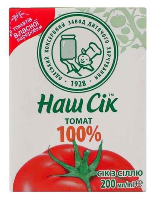 Сок ОКЗДХ Наш Сік томатный сок с мякотью с солью 0,2 л (2773296359)
