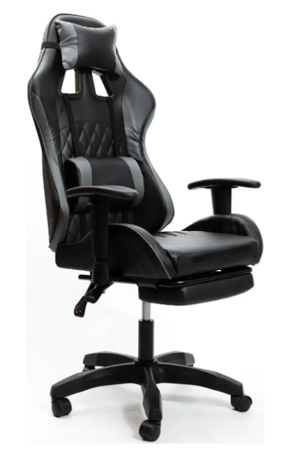 Крісло геймерське Raptor black з підставкою для ніг/ергономічною спинкою - фото 2