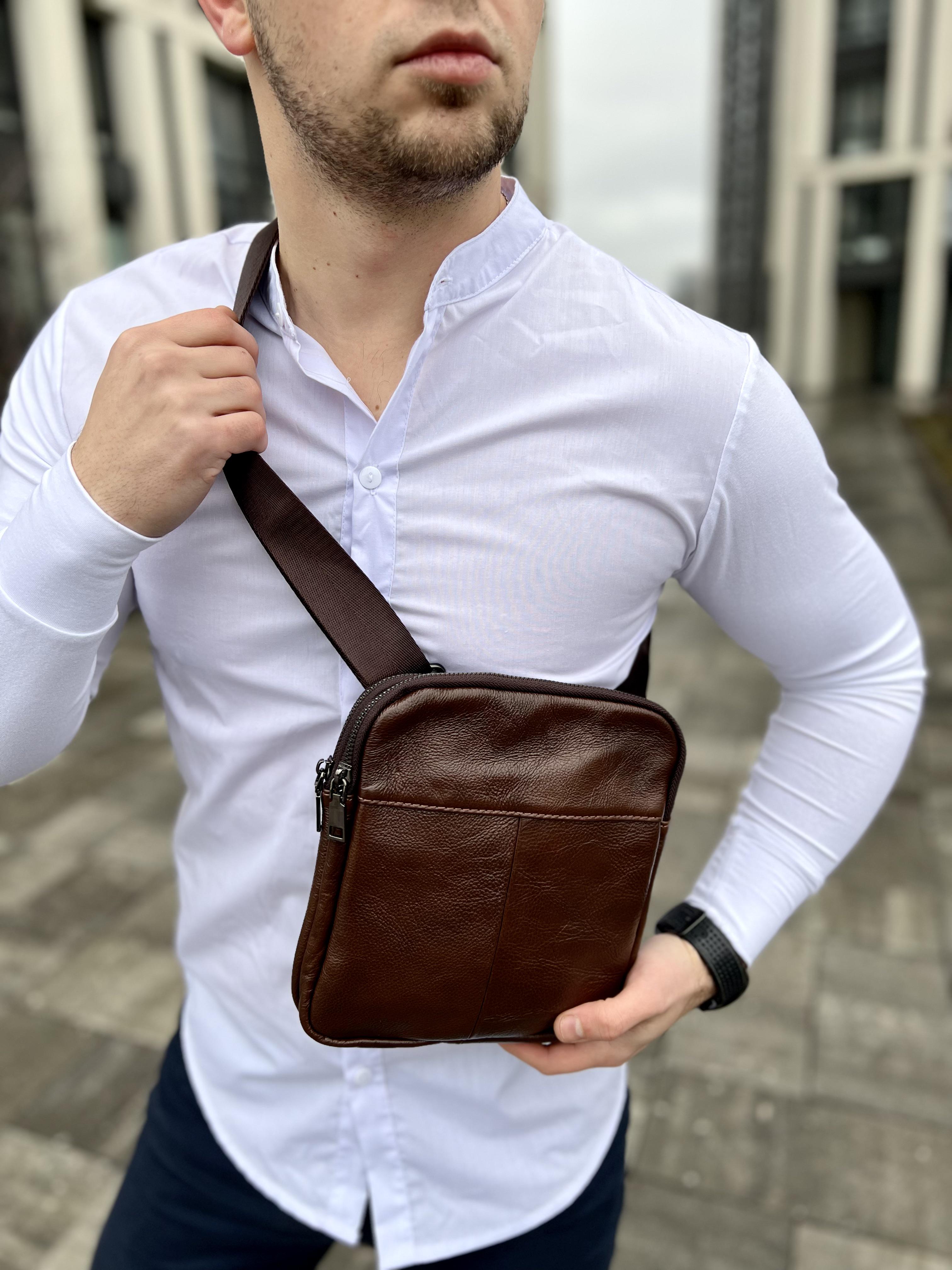 Мессенджер мужской кожаный Prime Коричневый (9339090)