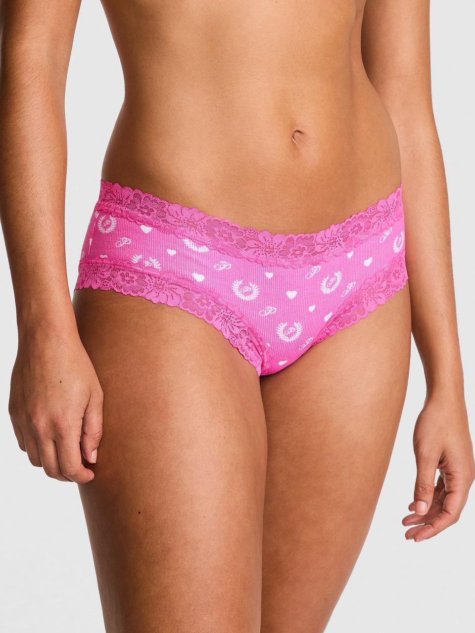 Трусики женские Victoria's Secret Wink Lace-Trim Cheeky S Розовый (2733325963)