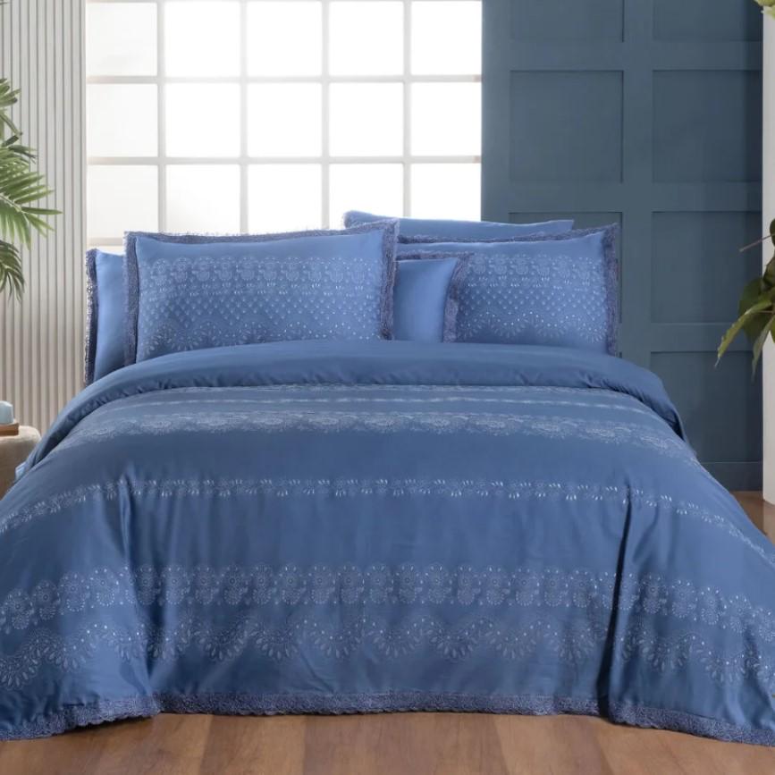 Постельное белье Sarev Perry mavi 300ТС делюкс сатин евро