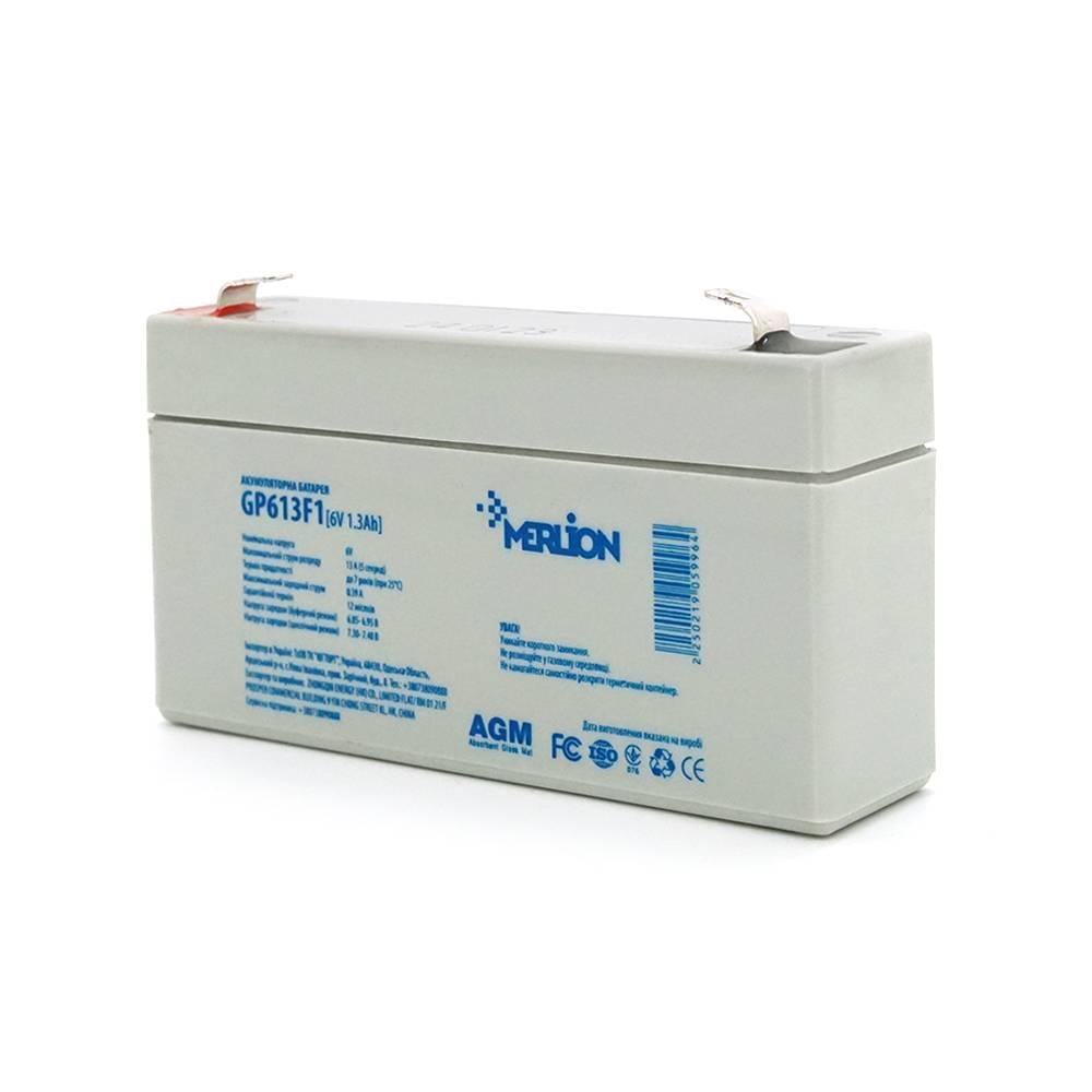 Акумуляторна батарея MERLION AGM GP613F1 6 V 1,3Ah 95 x 25 x 50 55 Q40