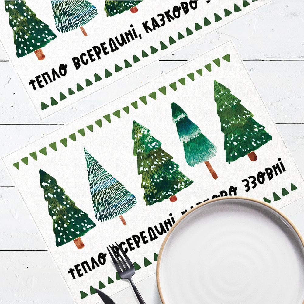 Салфетка тканевая сервировочная Presentville под тарелку Тепло внутри, сказочно снаружи 40х27 см 2 шт. (SRVS_O_23NG037)