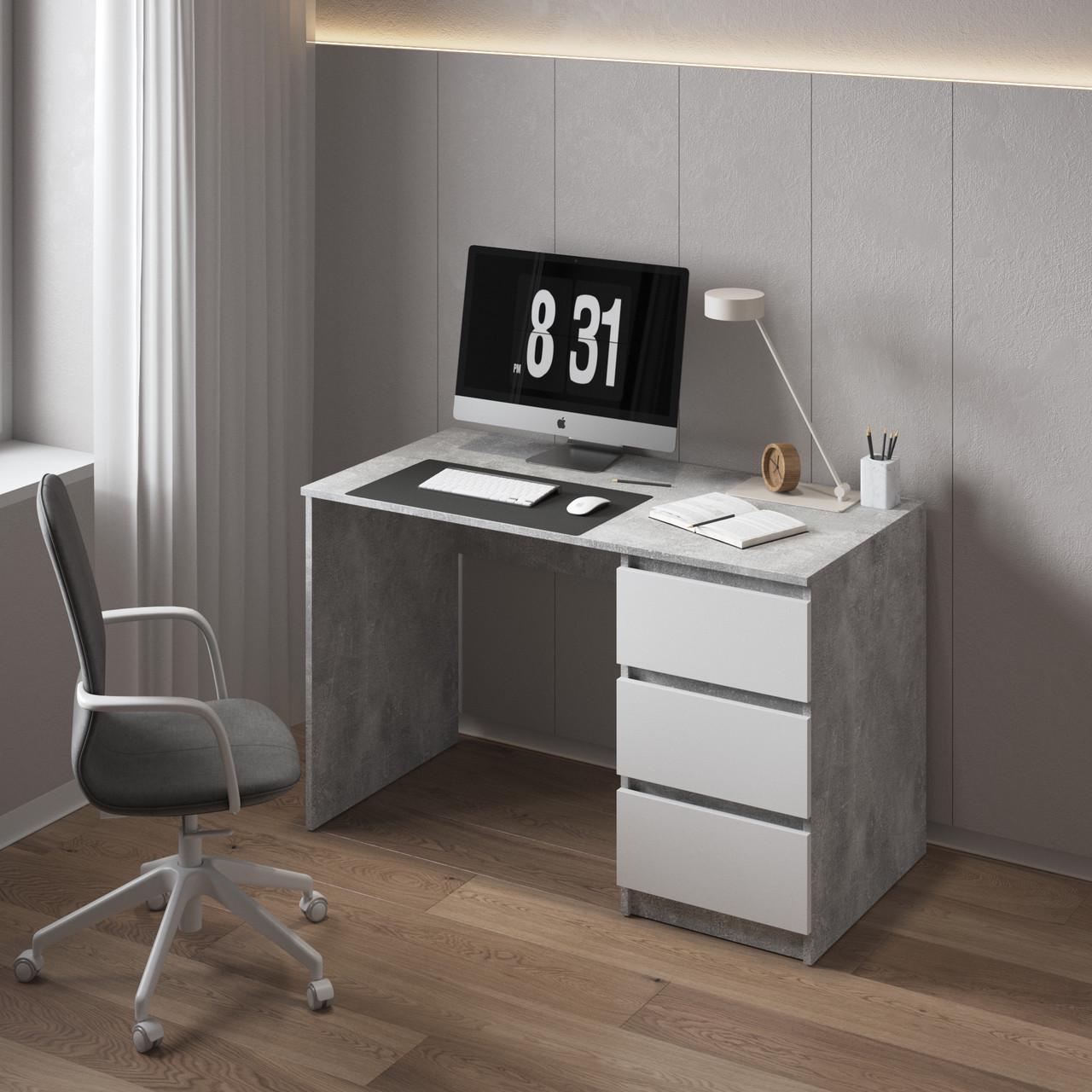 Стол компьютерный с тумбой Вайс R-1 1200х600х755 мм Бетон/Белый фасад (30469083) - фото 1 Стол компьютерный с тумбой Вайс R-1 1200х600х755 мм Бетон/Белый фасад (30469083) - фото 1