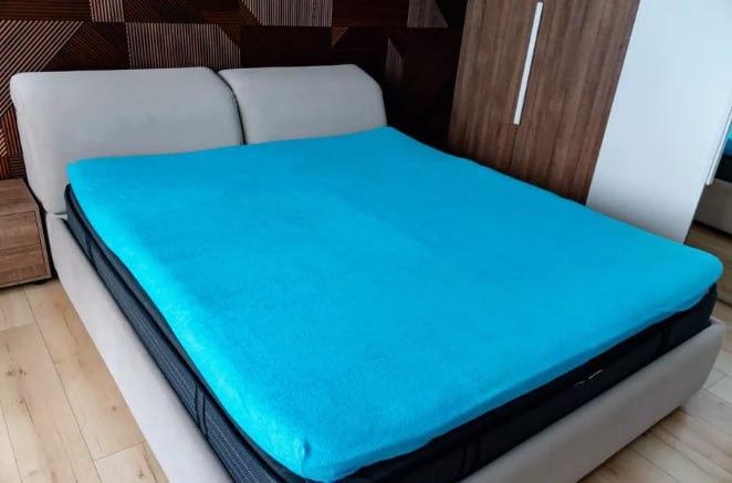 Простынь махровая с 2 наволочками евро 200х230 см Синий (2226779705)