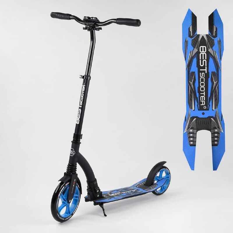 Самокат двоколісний Best Scooter з амортизатором Black/Blue (74314) - фото 8