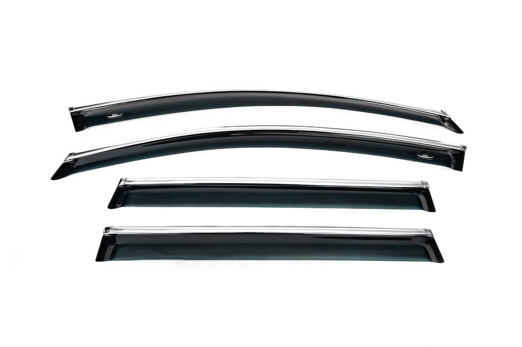 Ветровики с хром молдингом SW HIC для Volkswagen Passat B7 2012-2015 гг. поликарбонат Черный