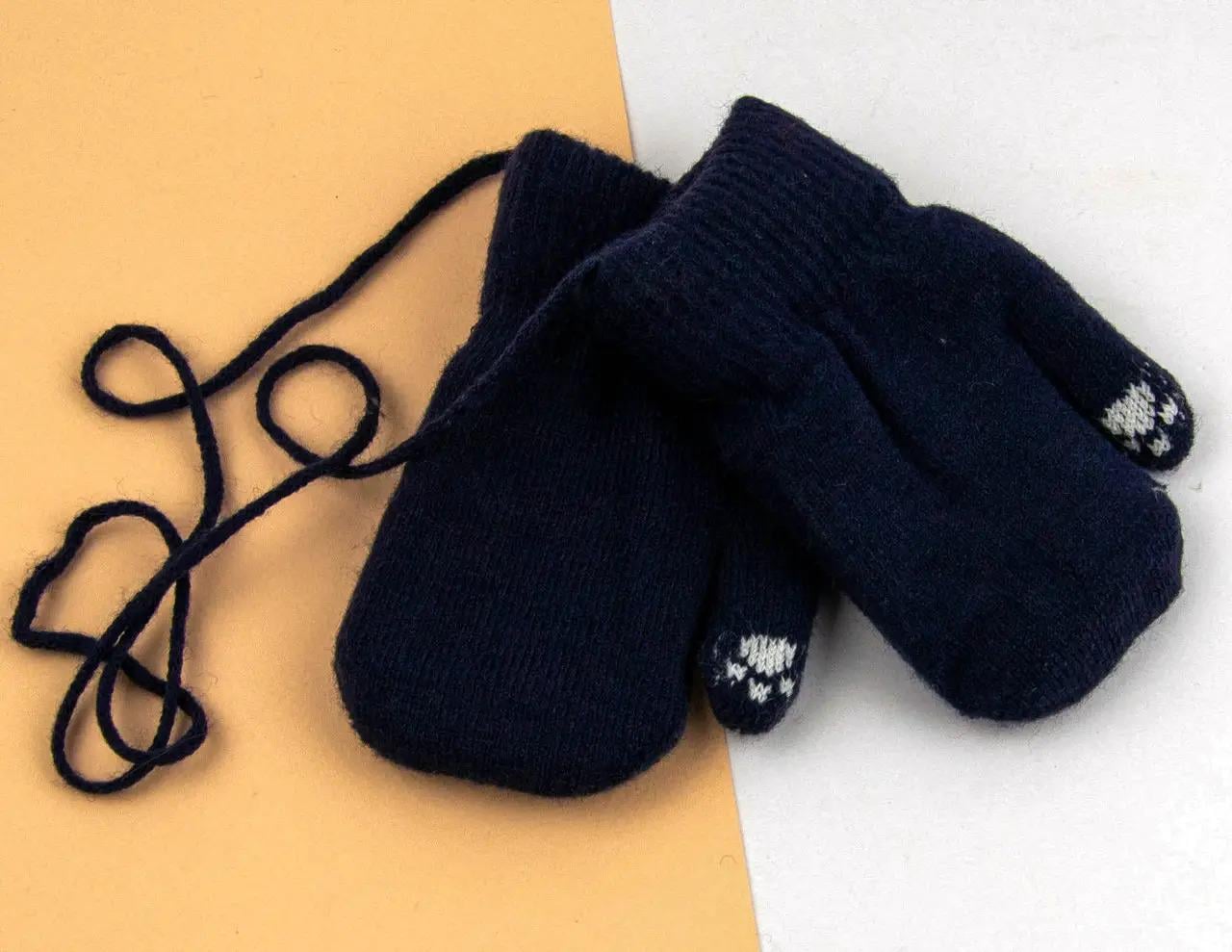 Детские перчатки на меху 1-3 года р. 5 Темно-синий (24-25-104)