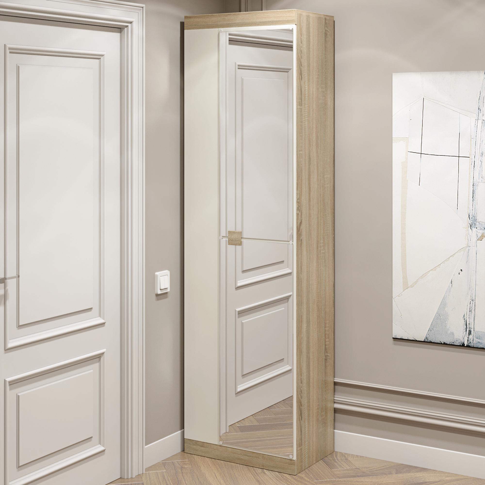 Шкаф распашной Эверест Соната-600 с зеркалом Дуб сонома/Белый (EVR-2633) - фото 2 Шкаф распашной Эверест Соната-600 с зеркалом Дуб сонома/Белый (EVR-2633) - фото 2