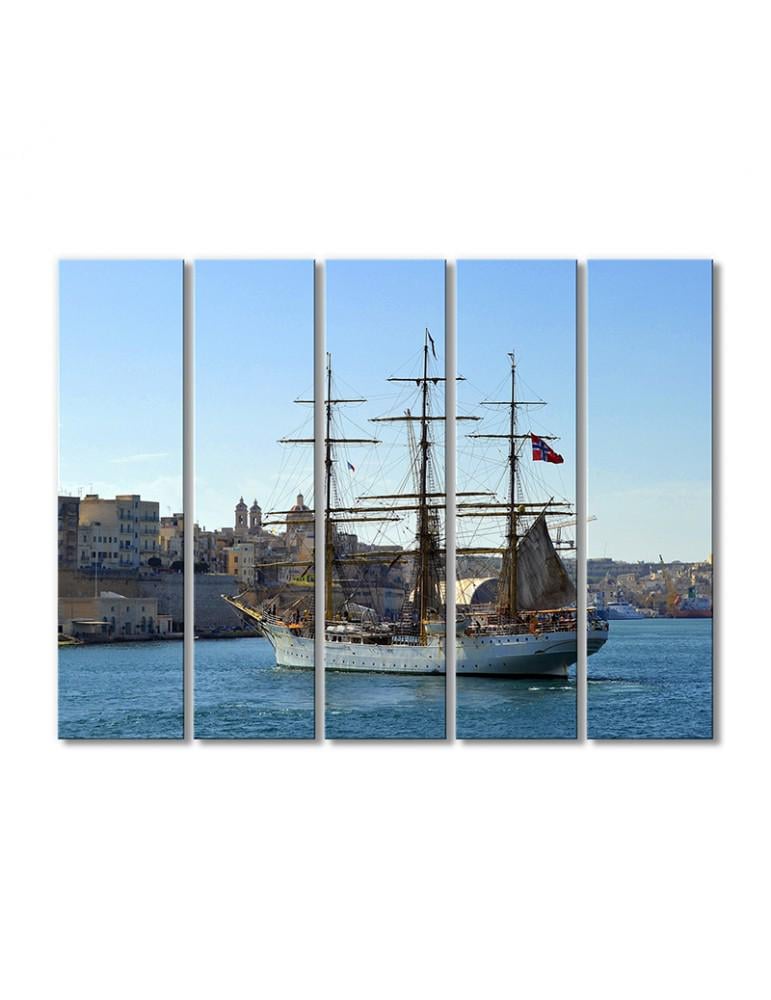 Картина модульная Парусник 5 модулей 70x105 см