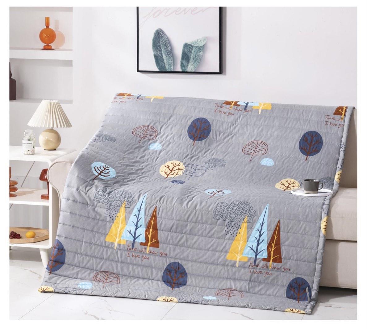 Покривало Koloco двостороннє 180х220 см Сіро-жовтий