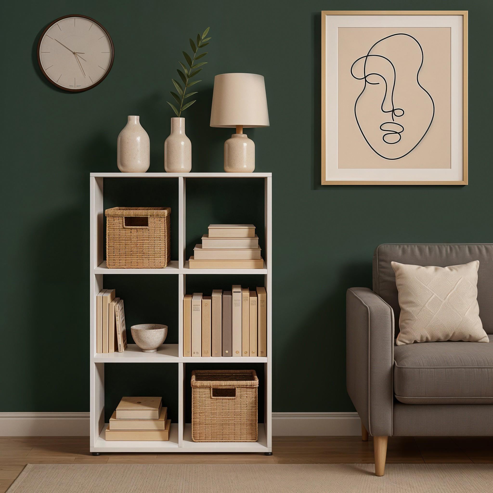 Стелаж для книг та декору на 6 комірок B-6 710х252х1080 мм Білий