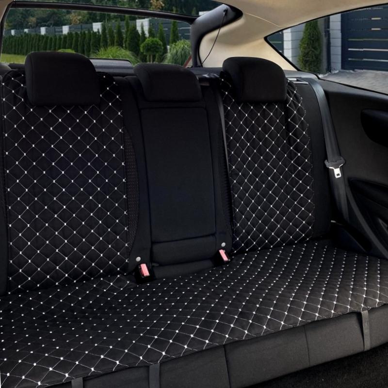 Накидки на сидіння автомобіля Lux еко-замша прошивкою задній комплект Чорний/Білий (702)