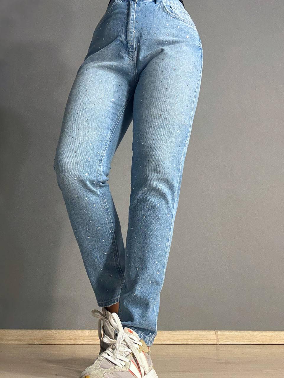 Джинси жіночі ITS Basic 3077 MOM з россипом камінців р. 42 Блакитний (1936) - фото 8