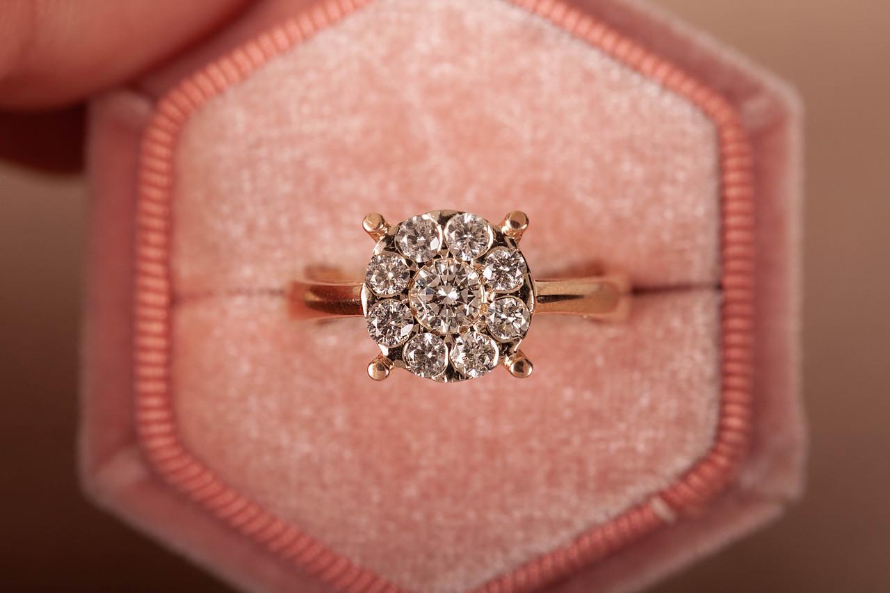 Кільце з червоного та білого золота з діамантами (1639420664)