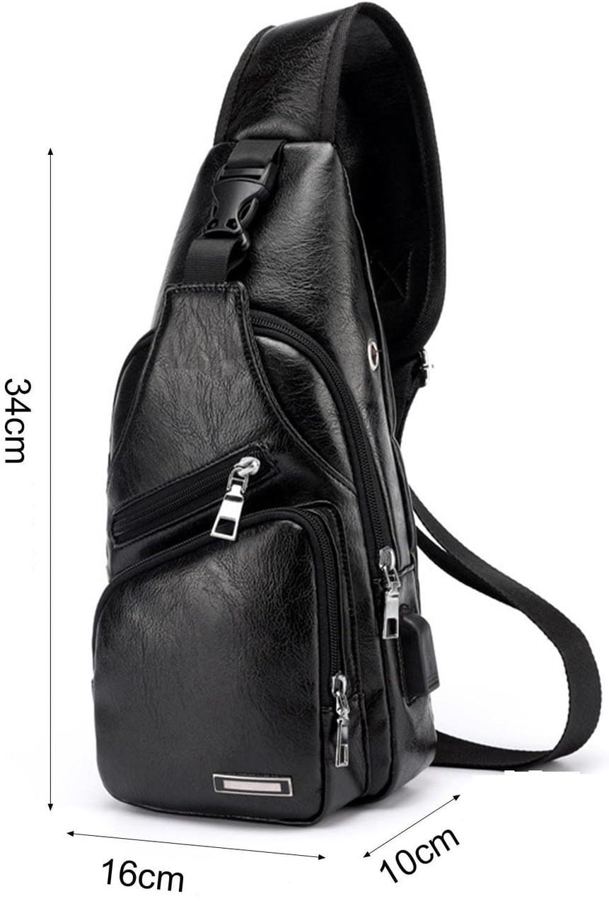 Сумка-слінг чоловіча через плече зі штучної шкіри Чорний (LR 3416 BK) - фото 7 Сумка-слінг чоловіча через плече зі штучної шкіри Чорний (LR 3416 BK) - фото 7