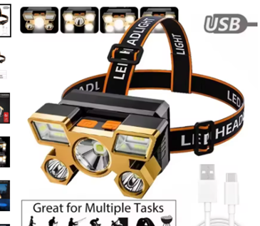 Налобный аккумуляторный фонарь HEAD LIGHT 5 с microUSB зарядкой (2786185260) - фото 8 Налобный аккумуляторный фонарь HEAD LIGHT 5 с microUSB зарядкой (2786185260) - фото 8