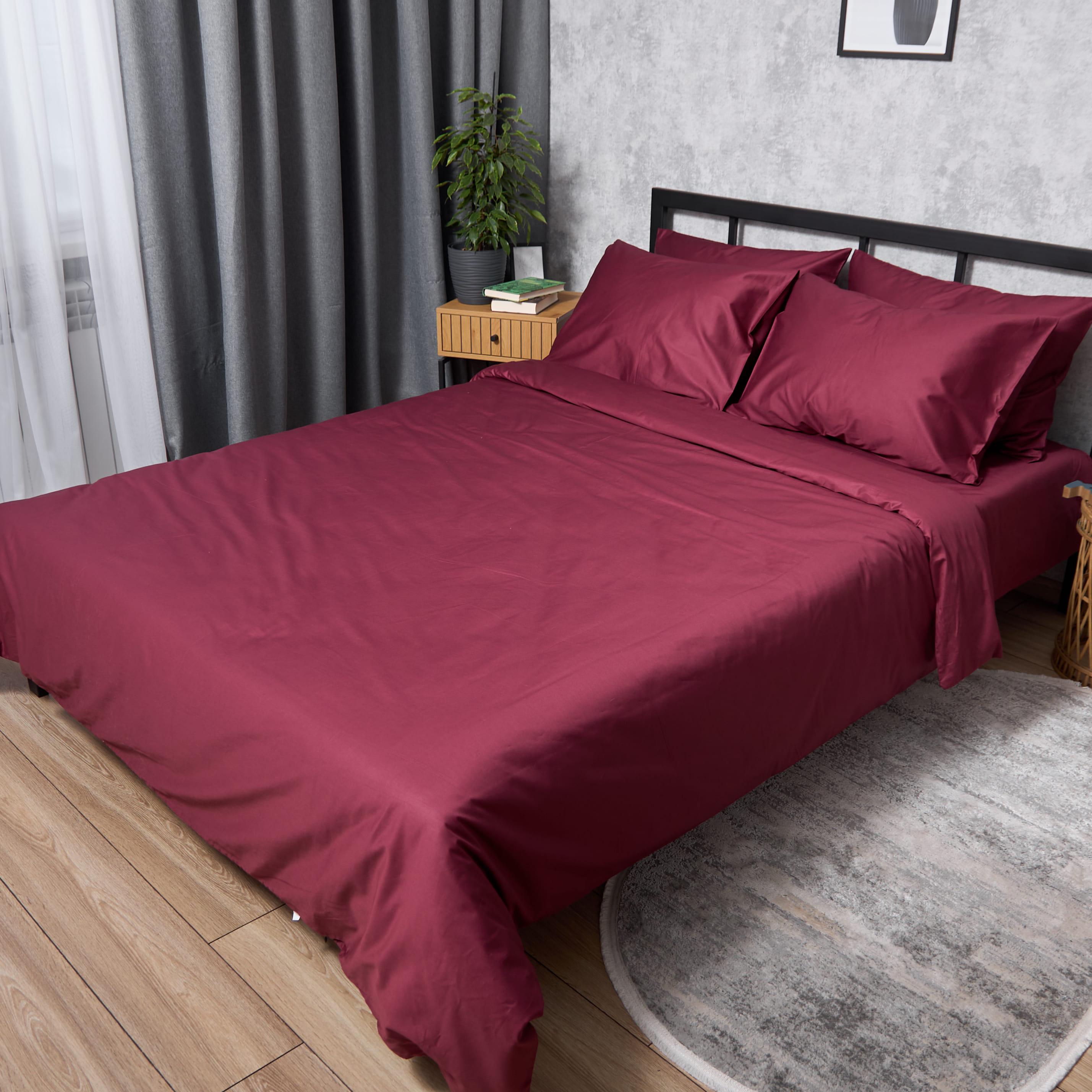 Комплект постельного белья Moon&Star Сатин Premium Red Wine евро 200х220 см наволочки 2 шт. (MS-820012472)