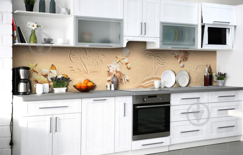 Скинали на кухню Zatarga «Рисунки на песке» 600х3000 мм виниловая 3Д наклейка кухонный фартук самоклеящаяся