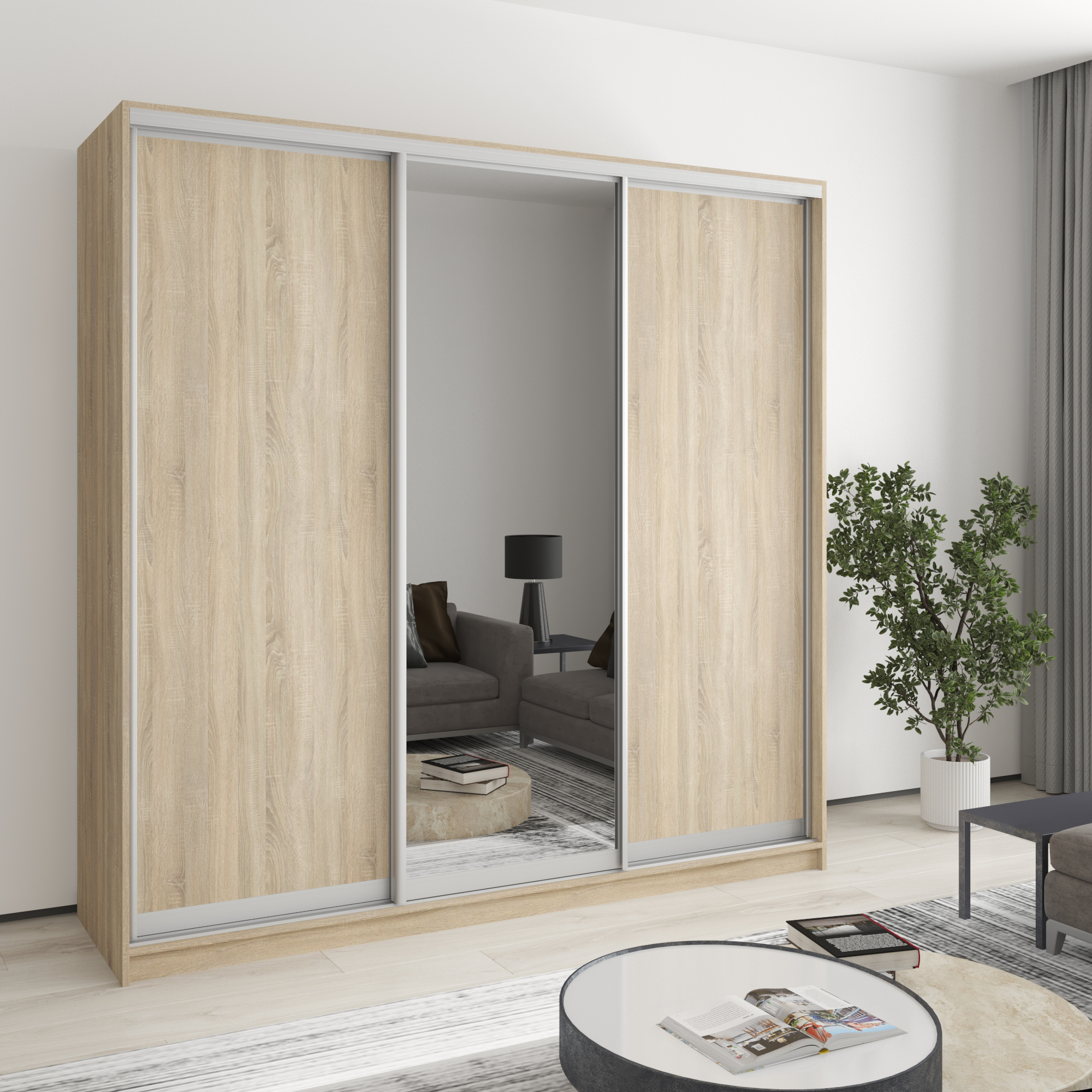 Шкаф-купе трехдверный Mebel Star Комбо AL MBS-3209 210х45х210 см Дуб сонома (1004379) Шкаф-купе трехдверный Mebel Star Комбо AL MBS-3209 210х45х210 см Дуб сонома (1004379)
