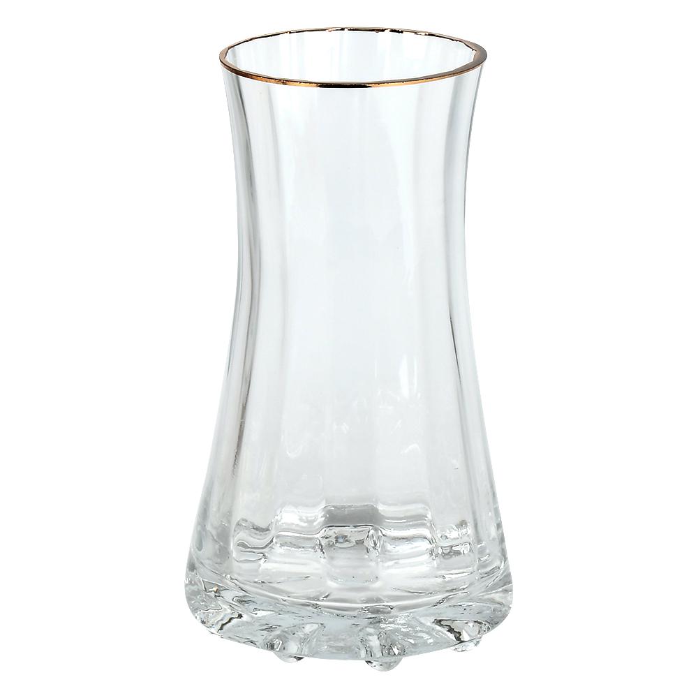 Ваза стеклянная Stenson Glass 3х24 см золотая окантовка Прозрачный (R95340)