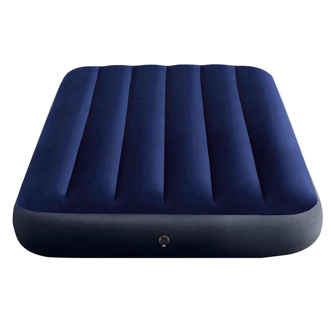 Надувной матрас Intex 64757 велюровый полуторный 99х191х25 см Синий - фото 3