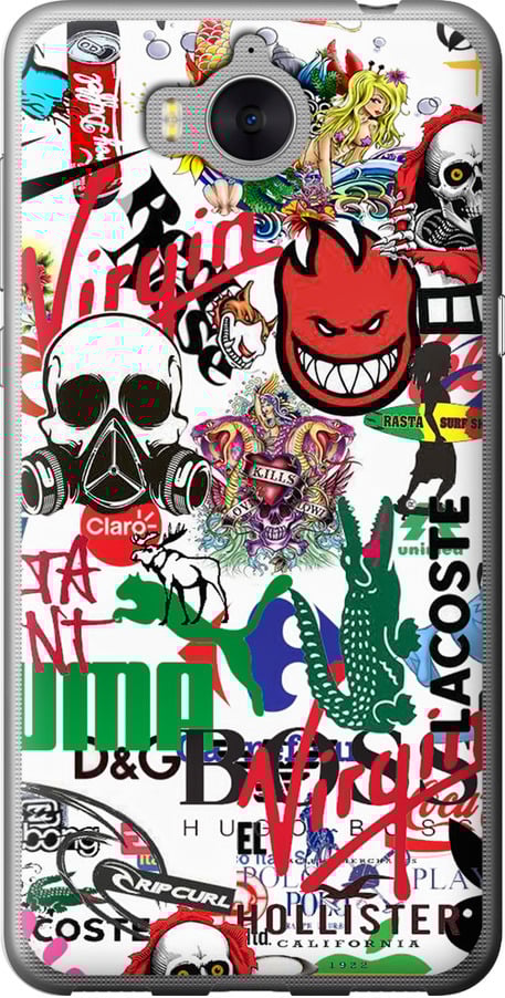 Чехол на Huawei Y5 2017 Many different logos (4022t-992-42517)