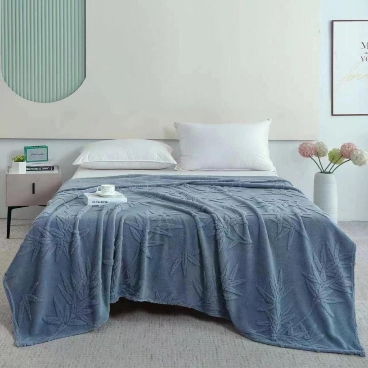 Плед пушистый Koloco Листья евро 200х230 см Серо-голубой (39978) Плед пушистый Koloco Листья евро 200х230 см Серо-голубой (39978)