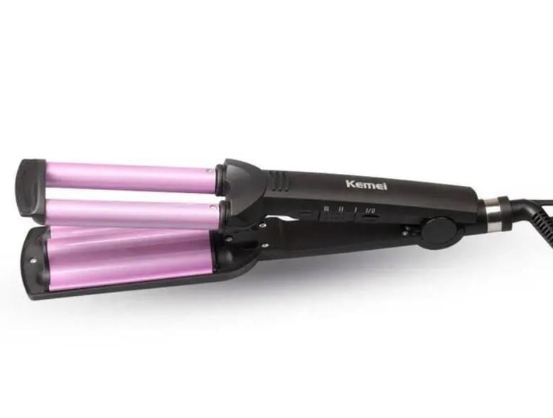 Плойка потрійна Kemei JFQ-KM-2022 керамічна 45 Вт Рожевий (2390000000) - фото 10 Плойка потрійна Kemei JFQ-KM-2022 керамічна 45 Вт Рожевий (2390000000) - фото 10