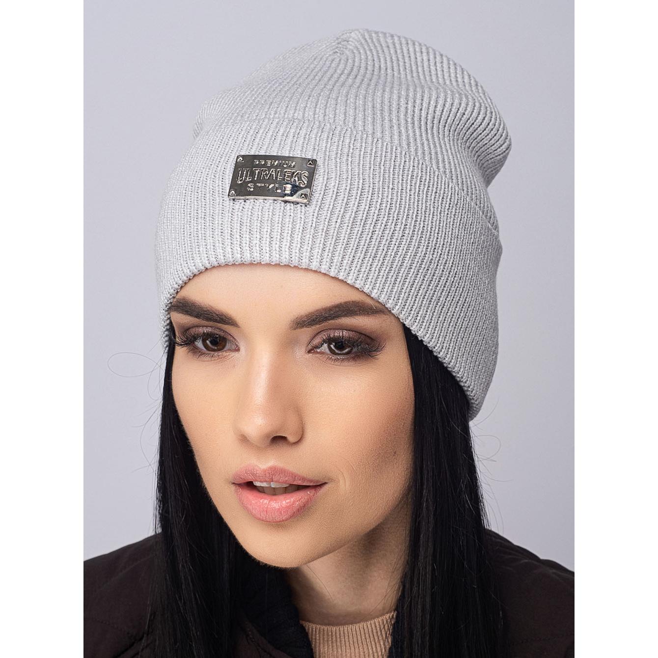 Шапка женская украшена эмблемой Leks Репост one size Светло-серый Шапка женская украшена эмблемой Leks Репост one size Светло-серый