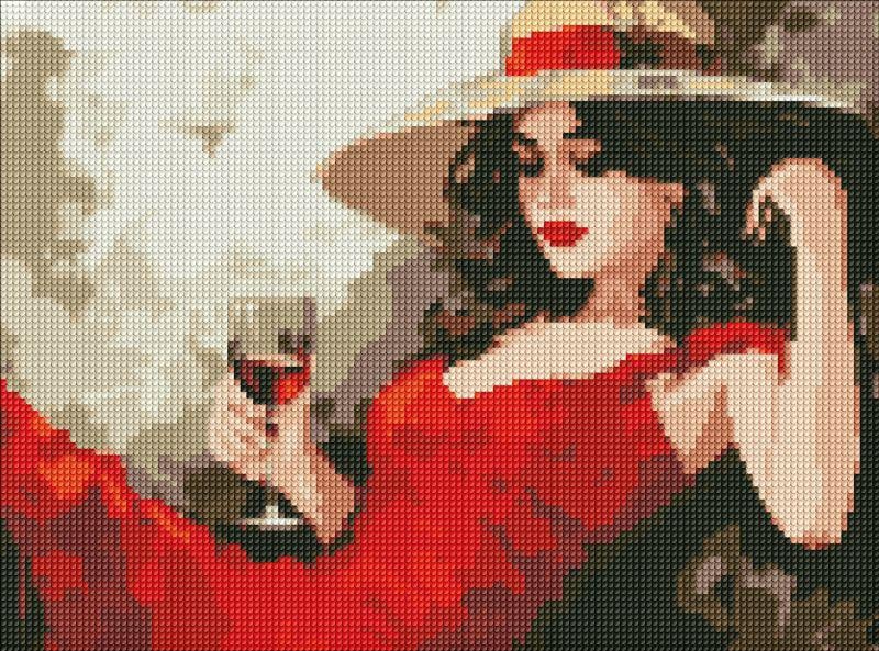 Алмазная мозаика на подрамнике Идейка Девушка в шляпе 30х40 см (Id-AMO7891)