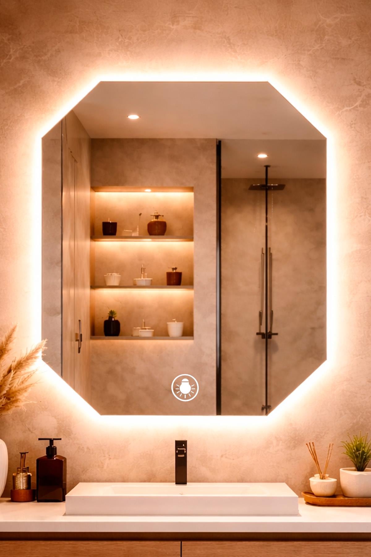 Зеркало для ванной Asans настенное смарт с LED подсветкой 90х70 см (580756750)