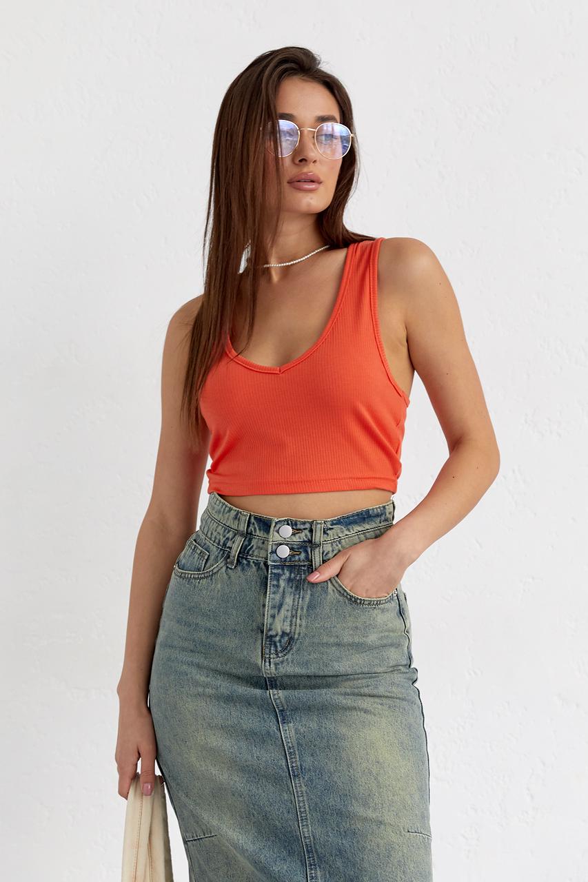 Кроп-топ женский в рубчик L Оранжевый (10692861) Кроп-топ женский в рубчик L Оранжевый (10692861)
