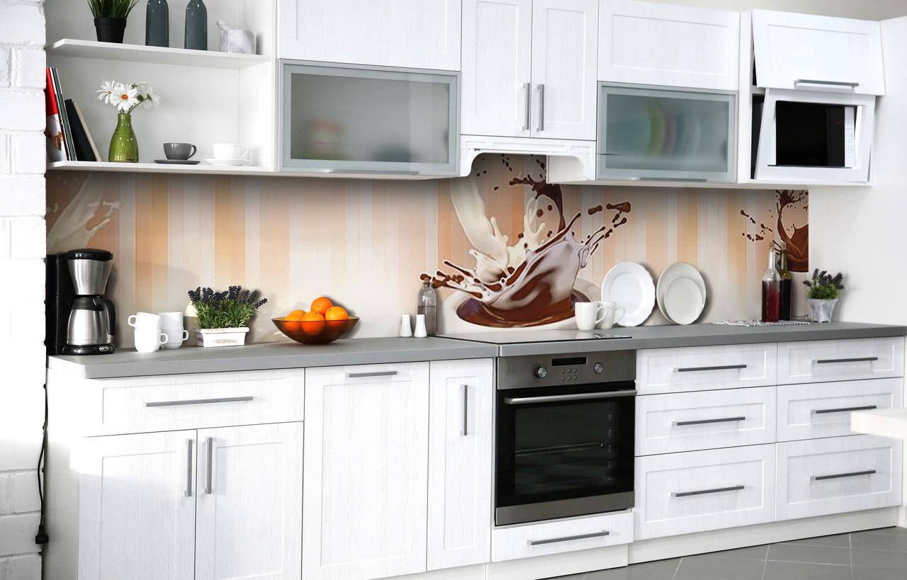 Кухонный фартук Шоколадно-молочный тандем виниловый самоклеющийся 60х250 см