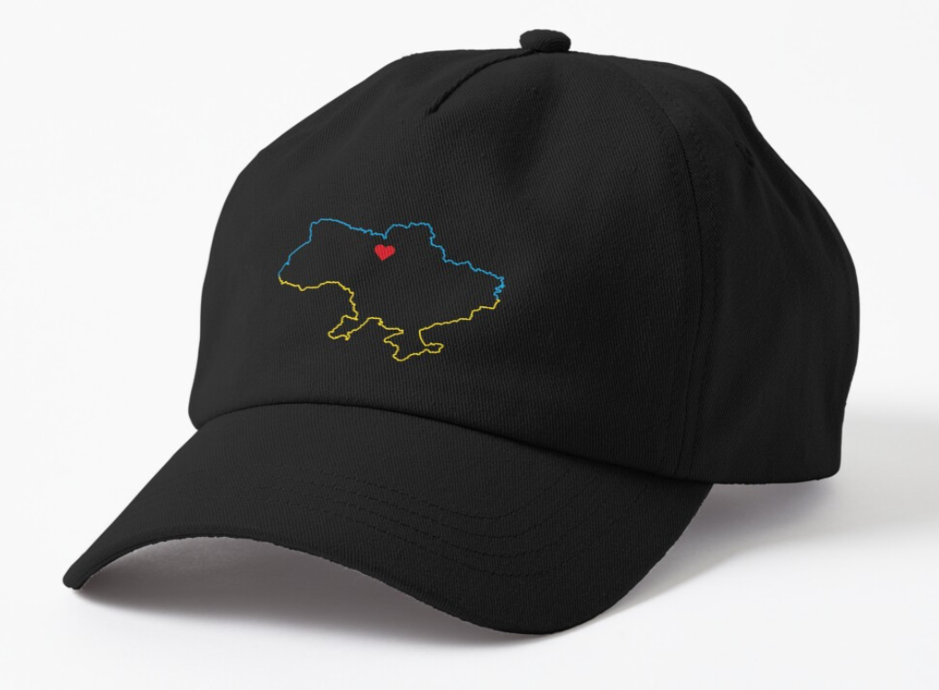 Кепка унисекс Malfini с патриотическим принтом "Контурная карта Украины Киев Сердце Украины" Черный (УКР100К-1667488822)