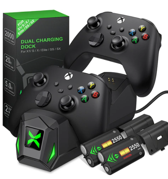 Док-станція BEBONCOOL + 2 акумулятора 2550 mAh для геймпадів Xbox One (S/X) / Elite / Series (S/X) / Чорний