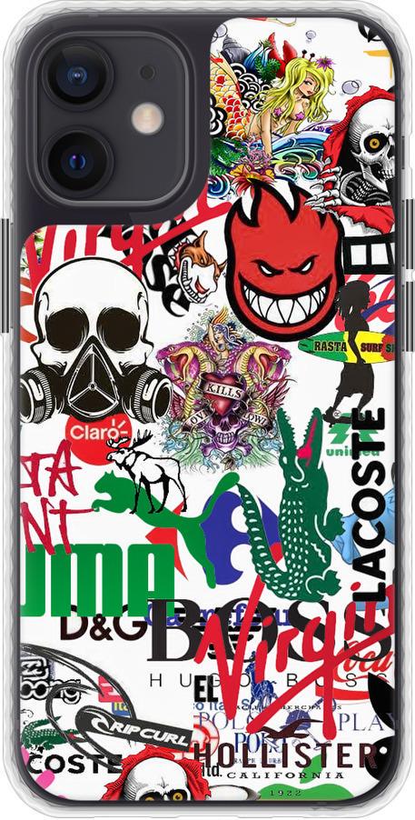Чехол на iPhone 12 Mini Many different logos (4022pc-2071-42517)