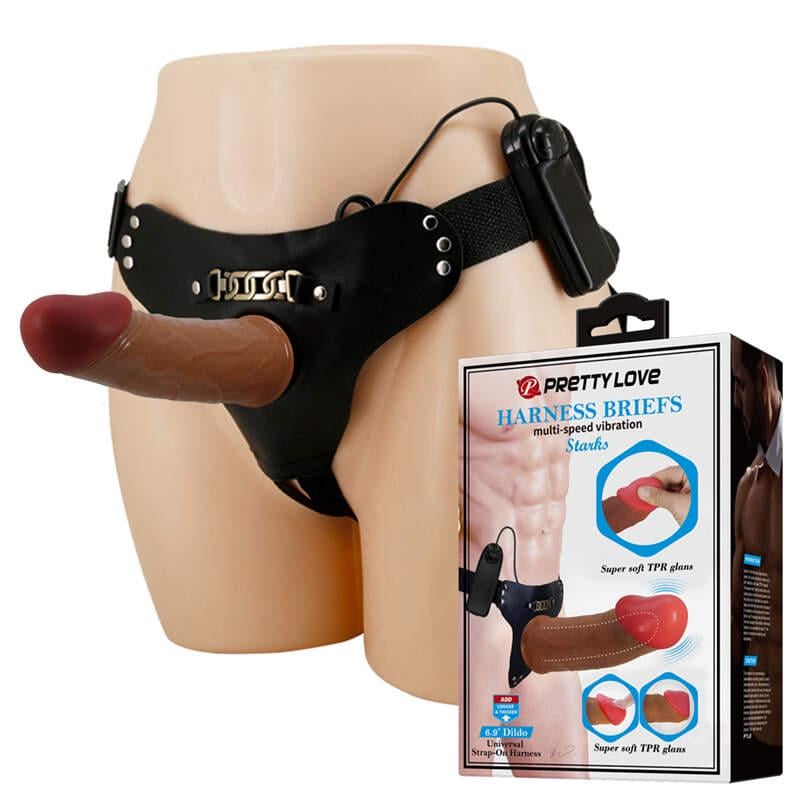 Страпон пустотілий Pretty Love Harness Briefs Stark with Vibration ( 38131715)