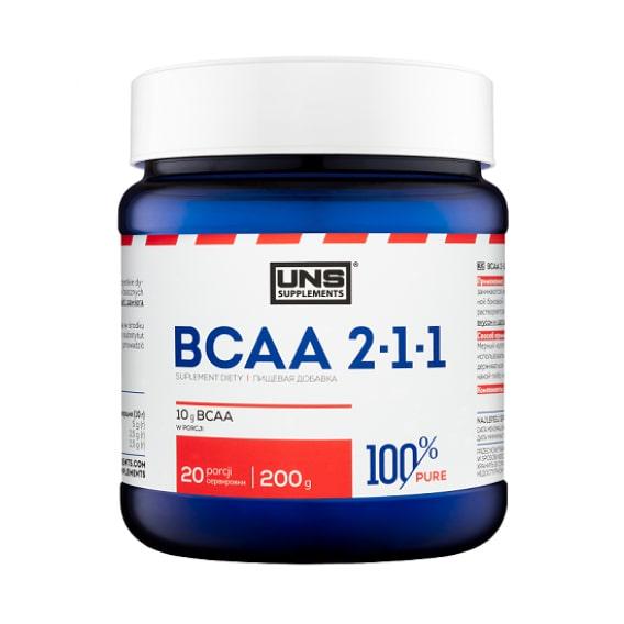Аминокислота BCAA для спорта UNS 100% Pure BCAA 2-1-1 Instant 200 г 20 порций
