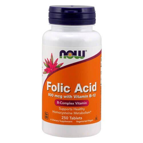 Фолиевая кислота B-9 NOW Folic Acid 800 mcg с Vitamin B-12 250 таблеток (NOW-00476)