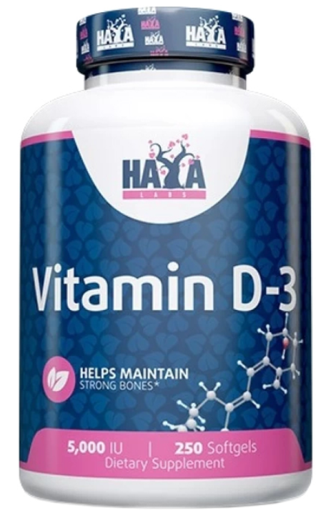 Витамин Д3 холекальциферол Haya Labs Vitamin D-3 5000 МЕ 250 софтгель
