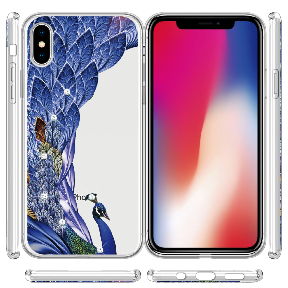 Чехол Boxface iPhone XS Павлин со стразами Прозрачный силикон (35413-rs7-32139) - фото 3