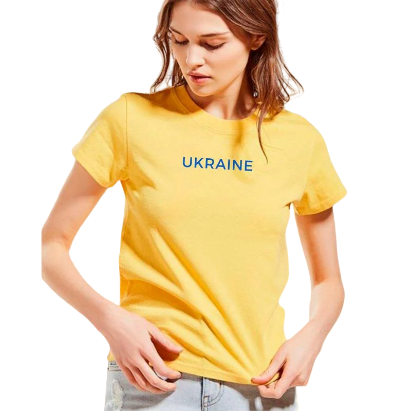 Футболка жіноча з вишивкою Ukraine 02 2XL Жовтий (147061-18-6)