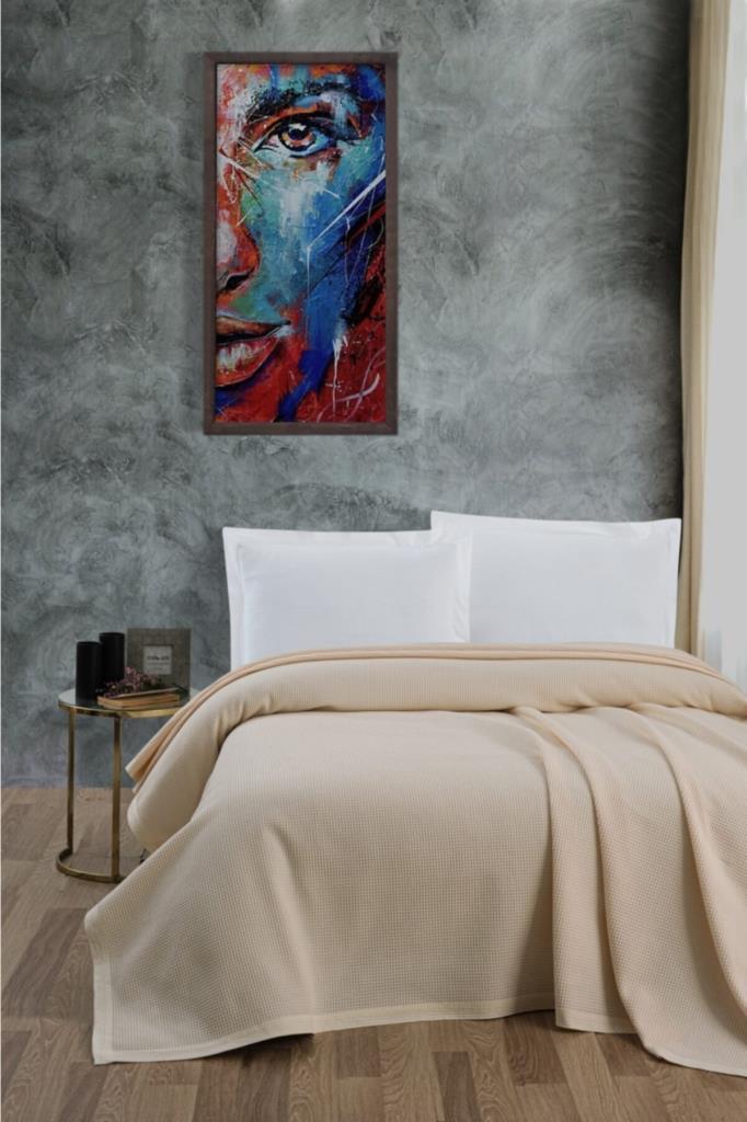 Покривало-піке Bysungur з бавовни 240х260 см Бежевий (29013037)