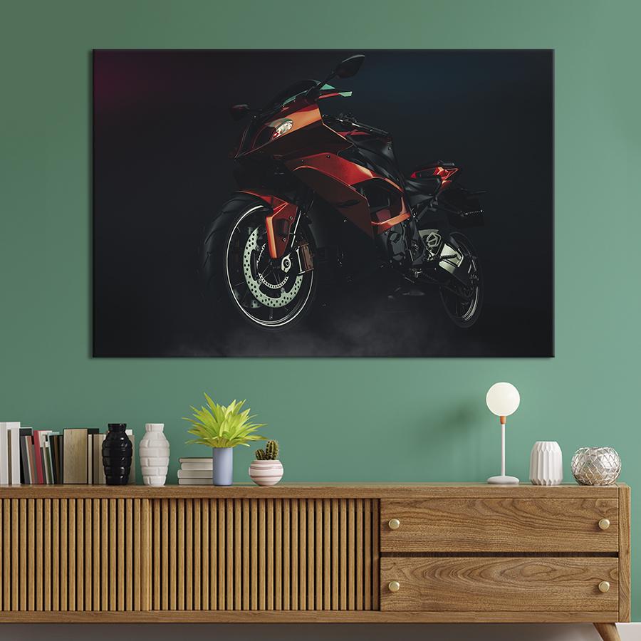 Картина на холсте Красный мотоцикл 51x34 см (1369-1)
