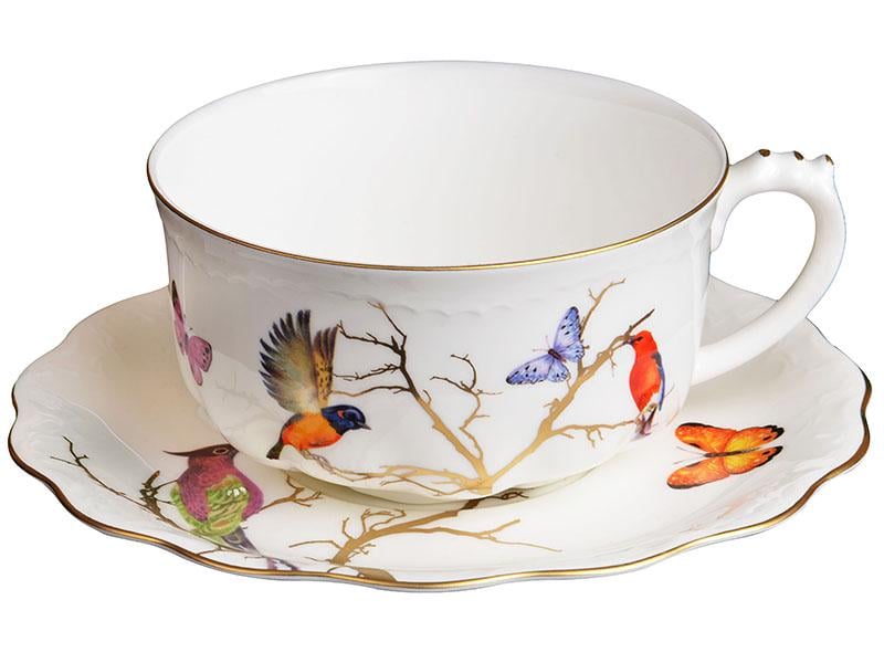 Чашка чайная Lefard Весенняя симфония фарфоровая с блюдцем 400 мл (264-639)